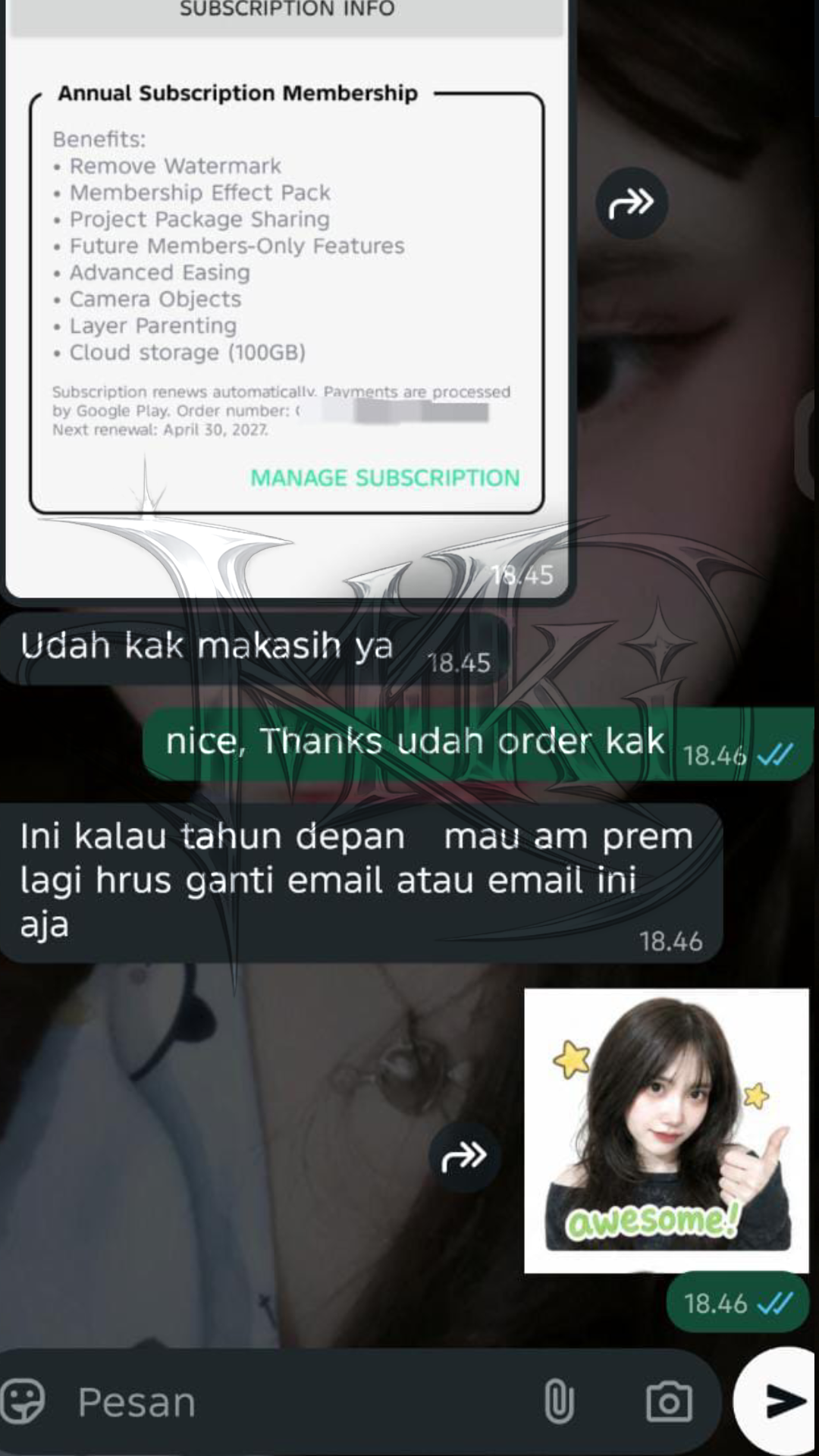 Testi Order Account Alight Motion